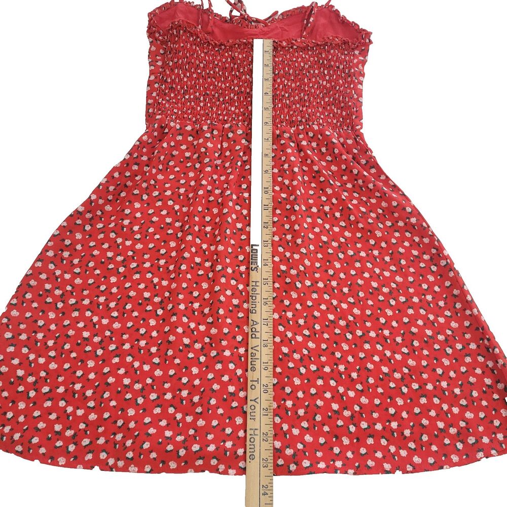 Babydoll Button Sweatheart Sundress Aeropostale S Red Milkmade Ditsy Floral - Picture 12 of 14